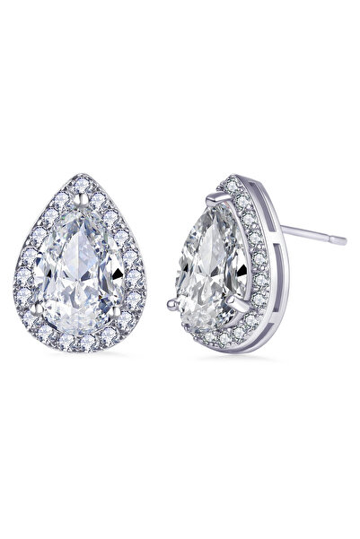 Eva Grace Cercei Kae, argintii, în formă de lacrimă, decorați cu zirconiu