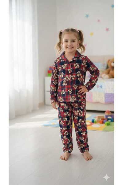zavera for kids Children's Unisex Teddy Bear Detailed Pajama Set - 100% Cotton