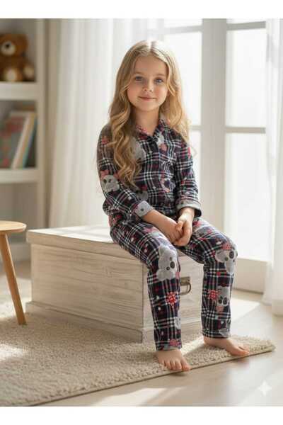 zavera for kids Children's Unisex Teddy Bear Detailed Pajama Set - 100% Cotton