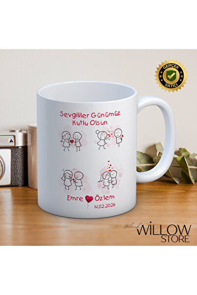 WİLLOW STORE Valentine's Day, Special for Lovers, Love, Affection Porcelain M...