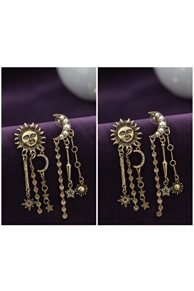 Regina Accessories أقراط بوهيم بأشكال الشمس والقمر والنجوم مضادة للحساسية