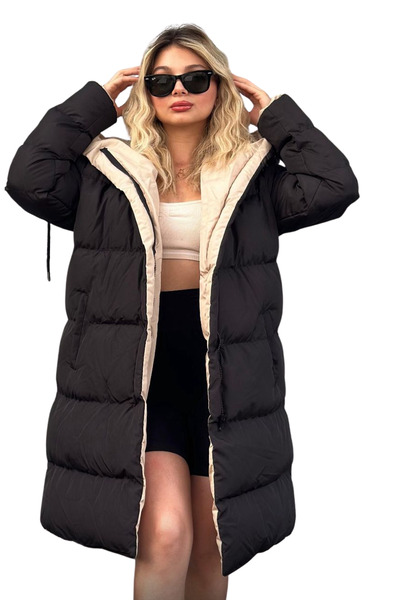 Genel Markalar Çift Taraflı Uzun Şişme Mont