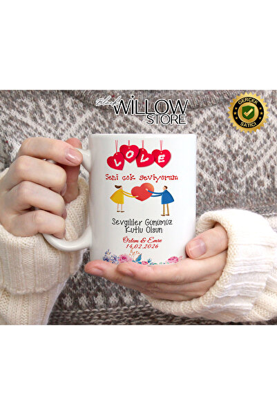 WİLLOW STORE Valentine's Day, Special for Lovers, Love, Affection Porcelain M...