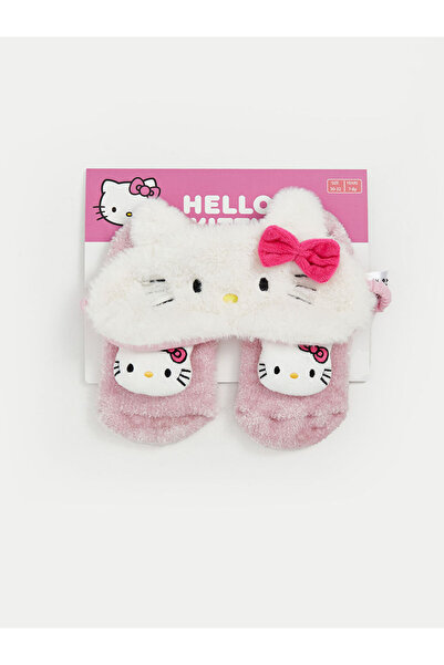LC Waikiki Розови домашни чорапи за момичета с мотив Hello Kitty и противоплъ...