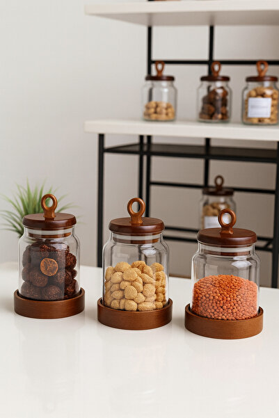 Paşabahçe 3'lü 400ml Akasya Kapaklı Cam Saklama Kavanozu Seti - Baharatlık Bakliyat ve Kuruyemiş Saklama Kabı