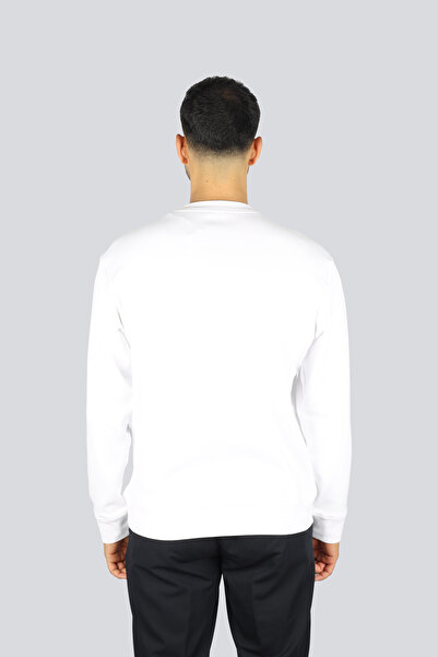 PAUL&SHARK Men's Regular Fit Cotton Logo Printed Round Neck Long Sleeve White Sweatshirt 15311862-010