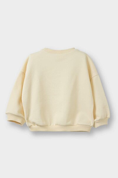 DeFacto Sweat pentru fetiță supradimensionat cu croială largă, guler rotund broderii florale, interior moale și păros tricou G6837A525C