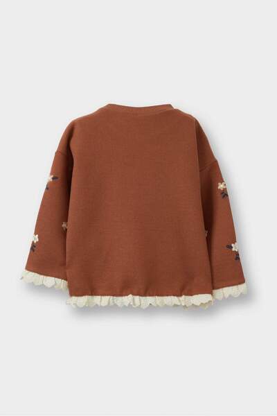 DeFacto Μπλουζάκι για κοριτσάκι oversized με φαρδύ λαιμόκοψη με λουλούδια με μακρυμάνικο μπλουζάκι G6839A525CW