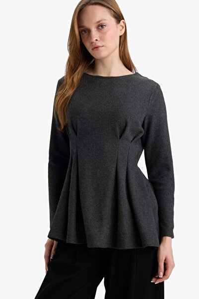 DeFacto Crew Neck Waist-Fitted Long Sleeve Tunic F9781Ax25Wn