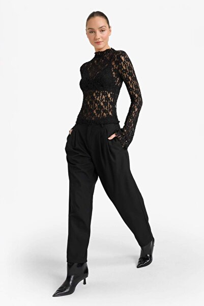 DeFacto Slim Fit Slim Fit Half Turtleneck Lace Long Sleeve Blouse G6609Ax25Wn