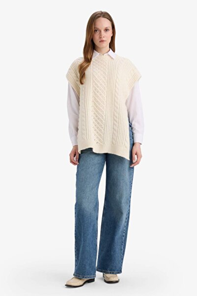 DeFacto Loose Fit Crew Neck Slit Knitwear Sweater G4745Ax25Wn