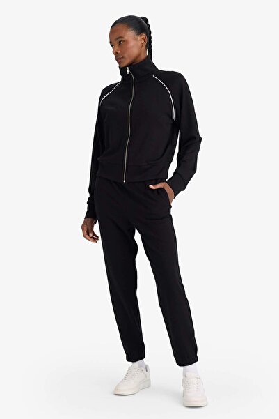 DeFacto Standard Fit Mock Neck Zippered Modal Cardigan with Soft Fur Inside G4369Ax25Wn