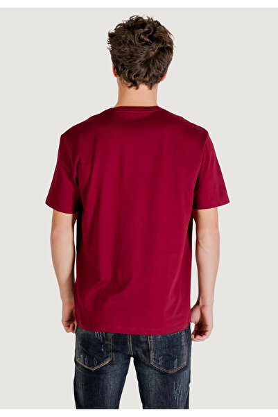 Calvin Klein Men's Ck Text Detail Short Sleeve Crew Neck Red T-Shirt Lv04Rb866G-Wcv