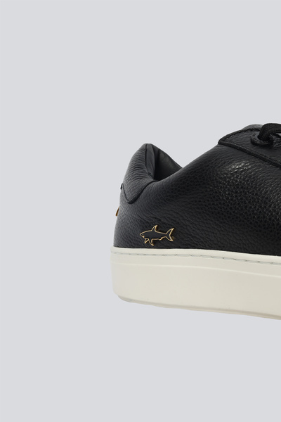 PAUL&SHARK Men's Metallic Logo Detailed Low-Top Black Sneaker 15318010-011