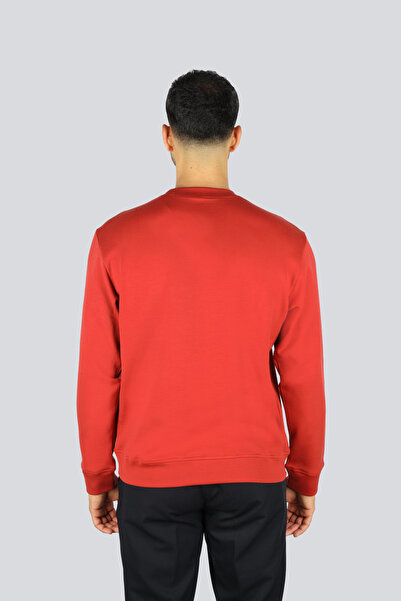 PAUL&SHARK Men's Regular Fit Round Neck Shark Logo Embroidered Long Sleeve Red Sweatshirt 15311865-636