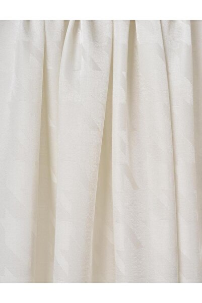 Kayra Goose Foot Pattern Jacquard Shawl Ecru