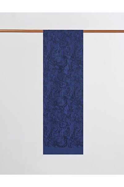 Kayra Fırça Desen Floş Şal Lacivert