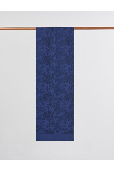 Kayra Abstract Pattern Floş Shawl Navy Blue