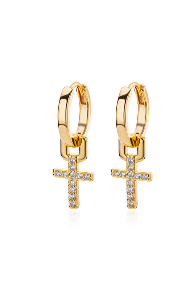 Choice E3445G Zircon Cross Drop Earring for Women 2023 Gold Color Stainless Steel Earrings Luxury Ear Buckl