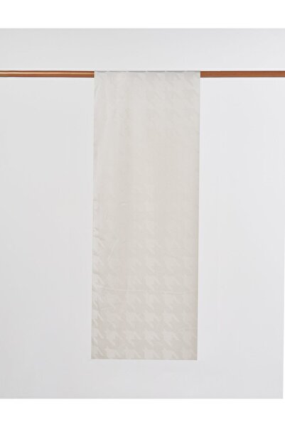 Kayra Goose Foot Pattern Jacquard Shawl Ecru