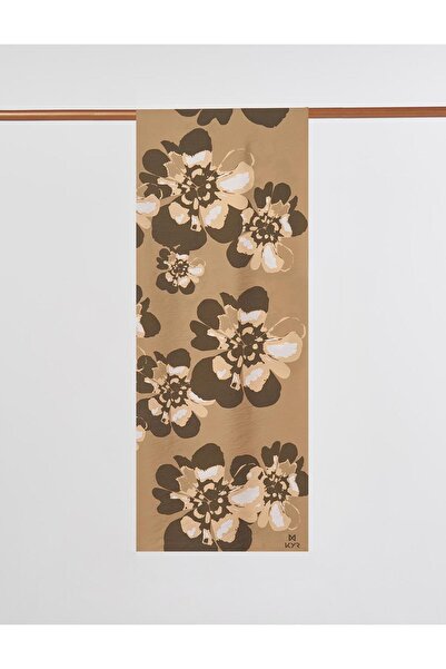 KYR Multi Floral Patterned Viscose Shawl Dark Beige