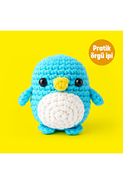 Penguen Patrik Tığ Kiti Yeni Başlayanlar İçin Videolu Amigurumi Örgü Oyuncak Seti- Pratik Örgü İp