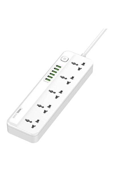 HYX سلك تمديد طاقة بخمسة منافذ مع 6 منافذ USB بخاصية التعرف التلقائي، PD وQC3...