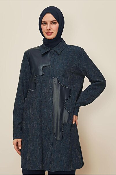 Alvina Artificial Leather Detail Tunic 46124