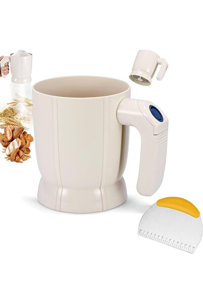 Generic منخل دقيق كهربائي، منخل يعمل بالبطارية للخبز، أداة مطبخ يدوية مع قاطعة عجين