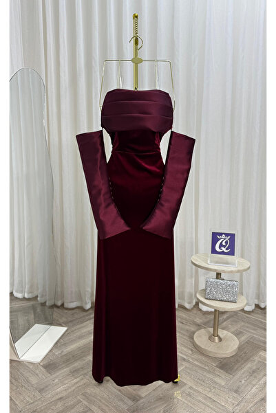 MODA DRESSES فستان نسائي مخمل كوري لونين صدر تفته وميكادو