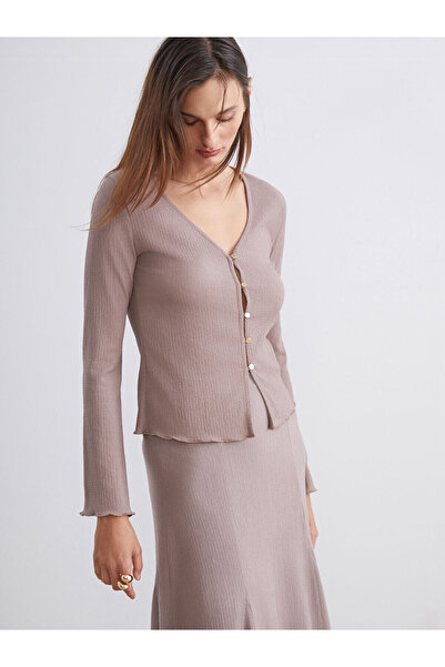LC Waikiki Ozmarka New Season V-Neck Textured Women's Cardigan