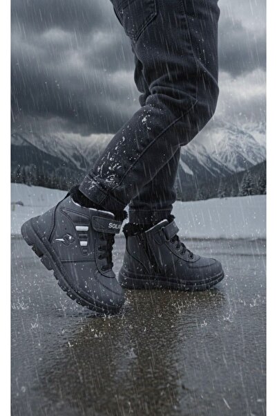 Shubuu Unisex Children's Zippered Velcro Furry Winter Boots Outdoor Trekking