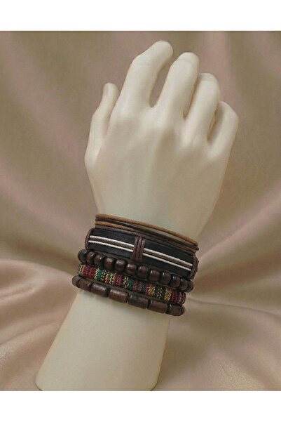 Lunarie Men's Multi-Leather Bracelet Set – Bohemian Combination with Natural ...