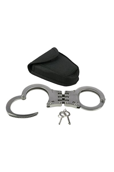 Ems Steel hinged handcuffs including handcuff holder
