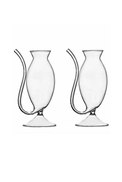 ELEGANT HOME 2 juice glasses with a straw