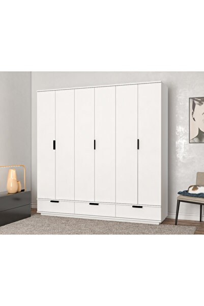 satenhome Armi 6 Kapaklı 3 Çekmeceli Gardırop