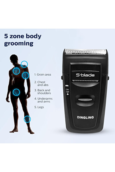 Dingling RSCW-417 S-Blade Professional Rechargeable Shaver for Body and Beard Grooming