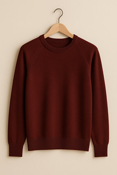 RTD&VLD Women's Crew Neck Skirt Slit Basic Knitwear Sweater