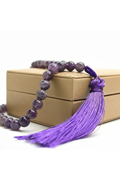 HÜNERTAŞ مسبحة من حجر الجمشت الطبيعي