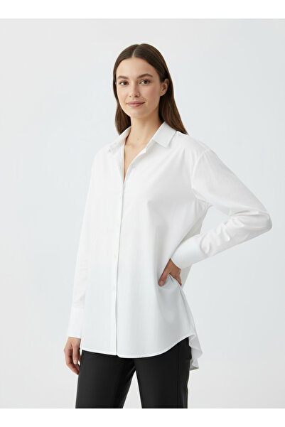 RAVANELLI Cămașă albă pentru femei de afaceri, ușor de călcat
