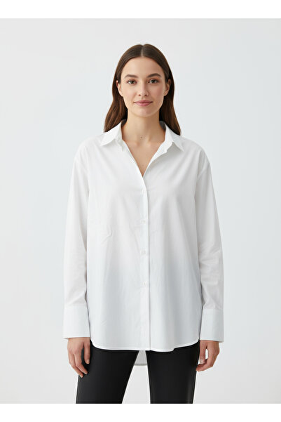 RAVANELLI Cămașă albă pentru femei de afaceri, ușor de călcat