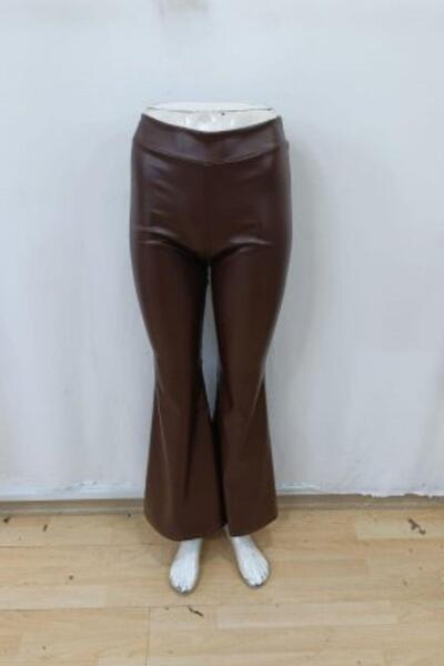 Mossta Δερμάτινο παντελόνι ψηλόμεσο καμπάνα