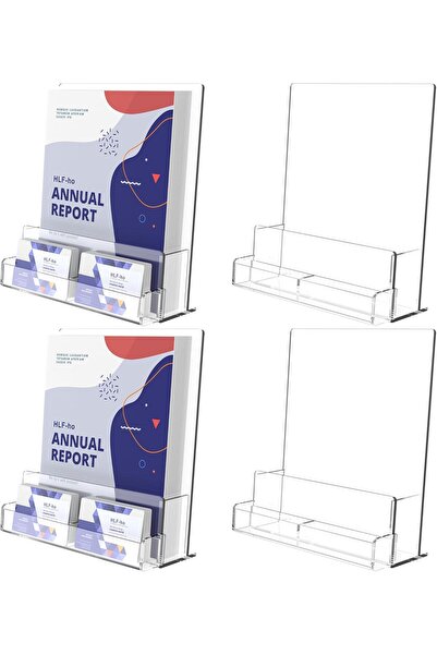 Slasa حامل مطبوعات أكريليك (22×28 سم) مع فتحة للبطاقة، حامل عرض منشورات شفاف،...