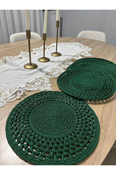 ATESH LUNA HANDMADE El Örgüsü 6 Kişilik Makrome Supla Takımı, Supla, Runner,