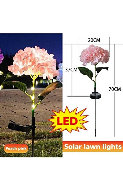 Generic 1 Set of 2 Solar Hydrangea Decorative Lights - Adjustable Warm White, Pink