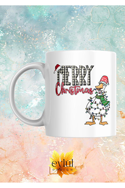 Eylül Design New Year Special Design Cute Duck Merry Christmas Printed Mug Cu...