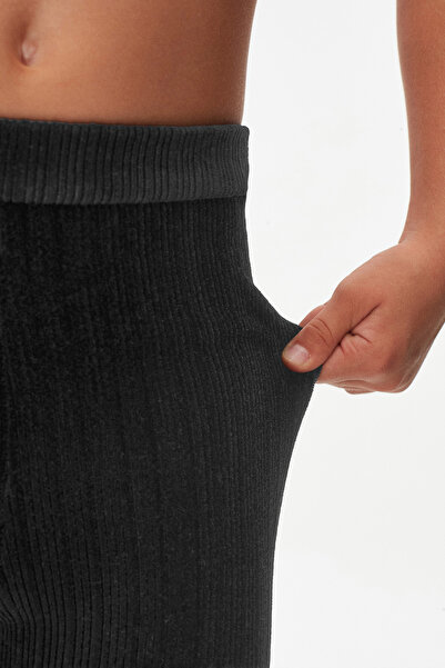 LOVETTI Anthracite Girl's Corded Fabric Velvet Tights