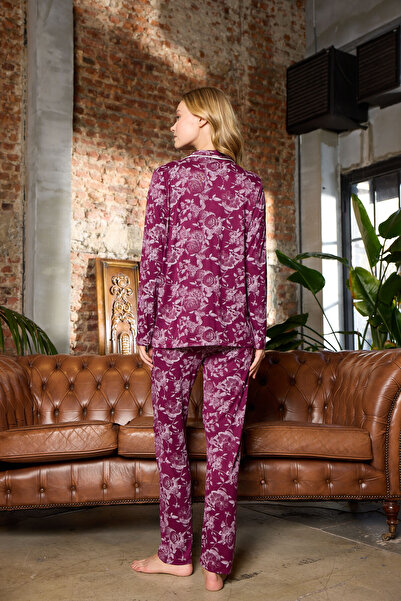 moda paketi Women's Floral Print Viscose Pajama Set – Long Sleeve, Stylish and Comfortable Loungewear