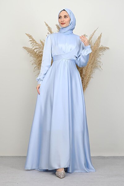 GİYZAMİLA Βραδινό φόρεμα με χιαστί κορδόνια Baby Blue