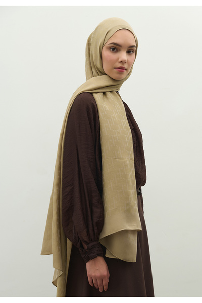 Freshscarfs Monogram Cotton Flosh Jacquard Shawl Mink